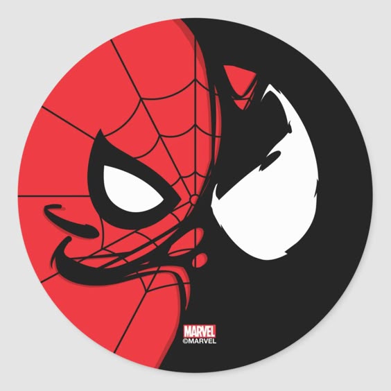 Venomized Spider-Man Logo Classic Round Sticker Size: Small, 1½ inch. Gender: unisex. Age Group: adult.
