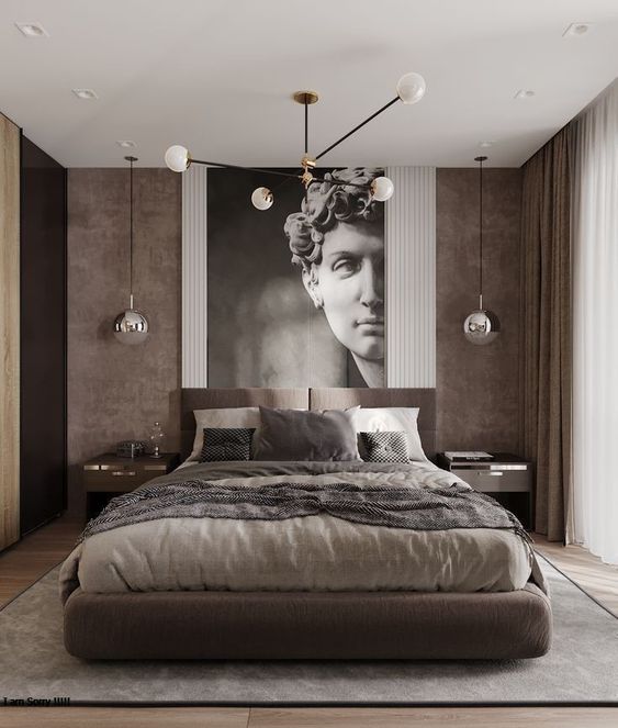 modern masculine bedroom art style