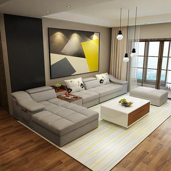 Modern Living Room L Shaped Sectional Sofa With Ottoman Sala Livingroom Furniture Design Sofas Living Room L Shaped Sectional Sofa, Modern Sectional Sofa With Ottoman Set