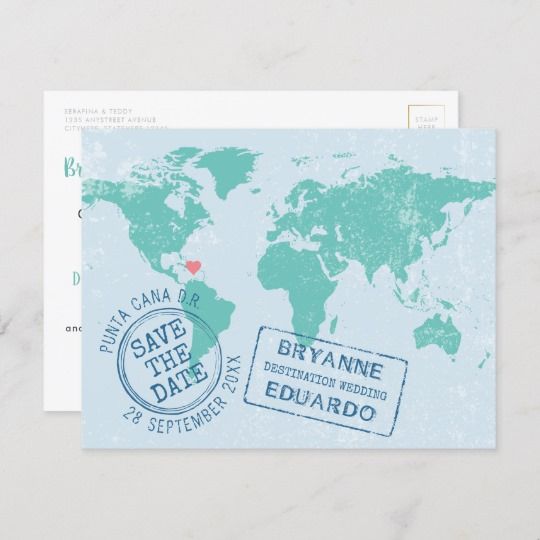 ANY COLOR printable card postcard save the date postcard destination wedding save the date Destination Save the Date save the date map