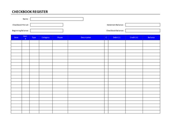 Checkbook Register Form - Blank checkbook register form - bank statement reconciliation form Checkbook Register Form - Blank checkbook register form - bank statement reconciliation form