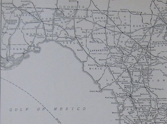 rare florida map of florida mileage map 1927 black by plaindealing florida mileage charts