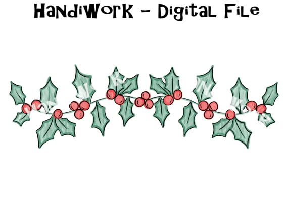 Holly swag PNG File, watercolor holly berries and leaves, Holly swag Sublimation Design, Christmas holly, Christmas flowers, Christmas swag