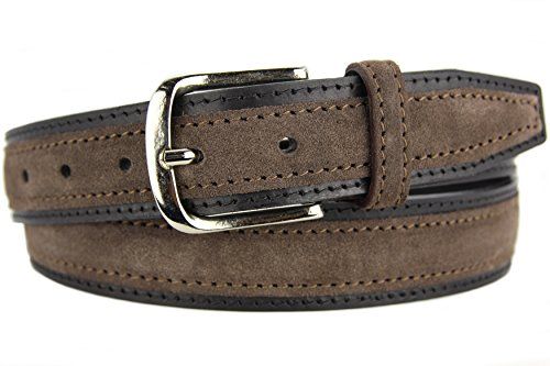 Italienischer Ledergürtel mit Wildleder Herren Damen Suede Belt Braun//Schwarz