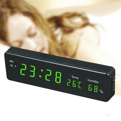 Electronic Digital Wall Clock With Temperature Humidity LED Display Home Clocks
