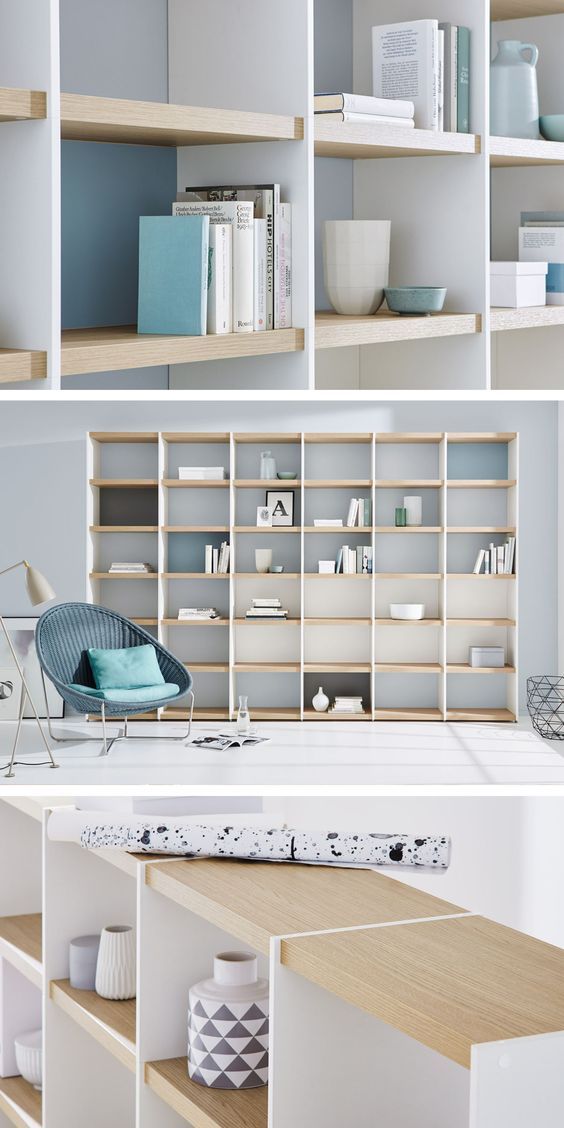 Wohnwand/Bücherregal im Wohnzimmer \u2013 weiß/eiche Haus Pinterest - wohnzimmer weis holz Wohnwand/Bücherregal im Wohnzimmer \u2013 weiß/eiche Haus Pinterest - wohnzimmer weis holz