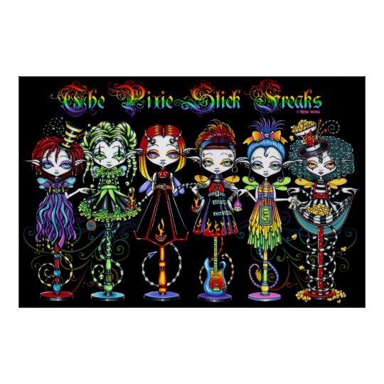 Steampunk Circus Fairies Sideshow Signed 13x19 Print Myka Jelina