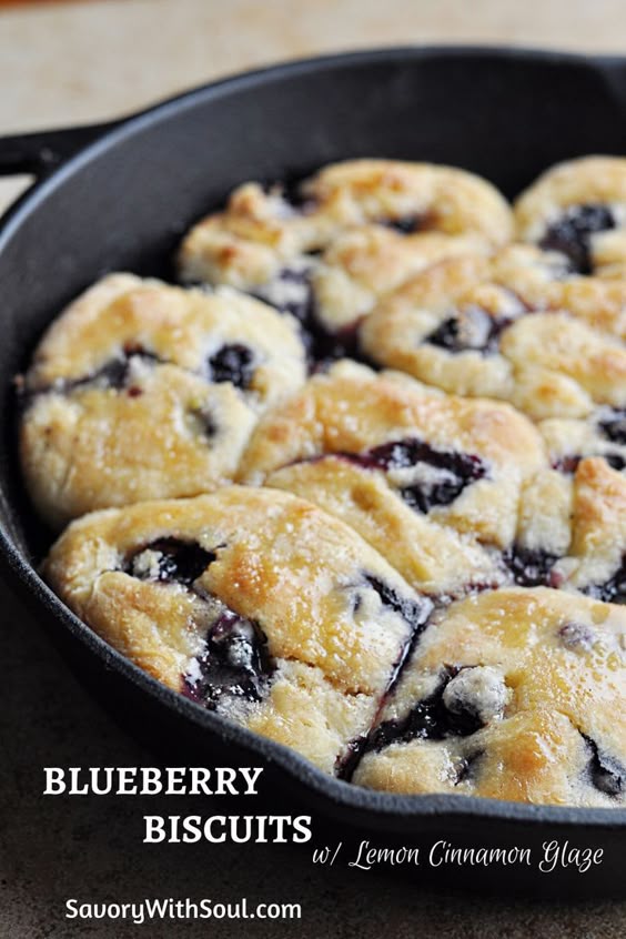 Blueberry Biscuits with Lemon Cinnamon Glaze - Savory With Soul