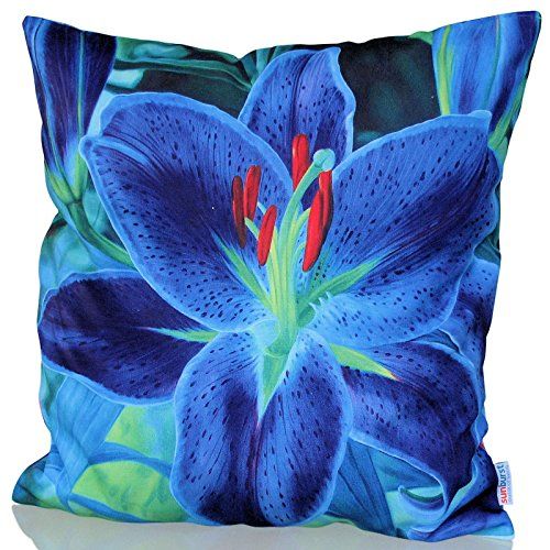 Sunburst Outdoor Living 24 X No Piping Lily Blue D Throw Pillows Cushion Pillow Covers Sunburst Outdoor Living 24 X No, Sunburst Outdoor Living
