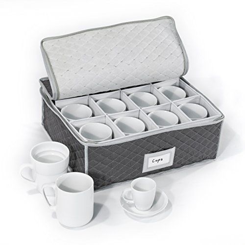 China Cup Storage Chest Quilted Fabric Container In Gray China Cup Storage Chest Quilted