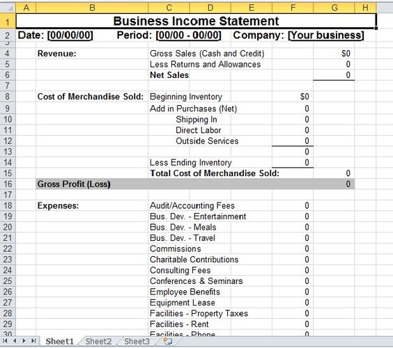 Simple Business Income Statement Template Excel Templates - generic income statement Simple Business Income Statement Template Excel Templates - generic income statement