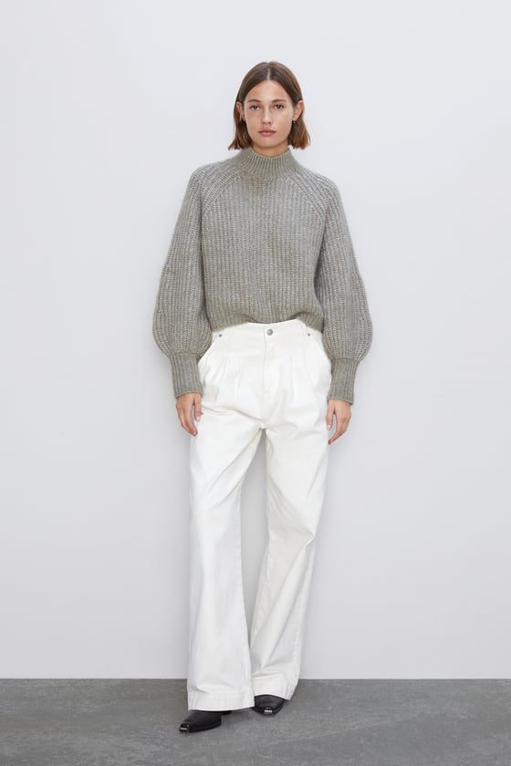ZARA WOMAN SWEATER WITH PUFF SLEEVES Jersey Jersey oversize