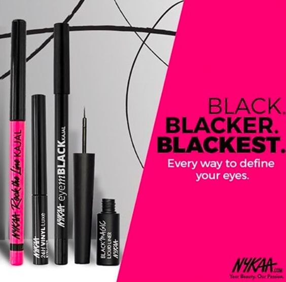 New Launch - Nykaa EyeM Black Kajal, Rock The Line Kajal, 24Hrs Vinyl Luxe Eyeliner - IBH