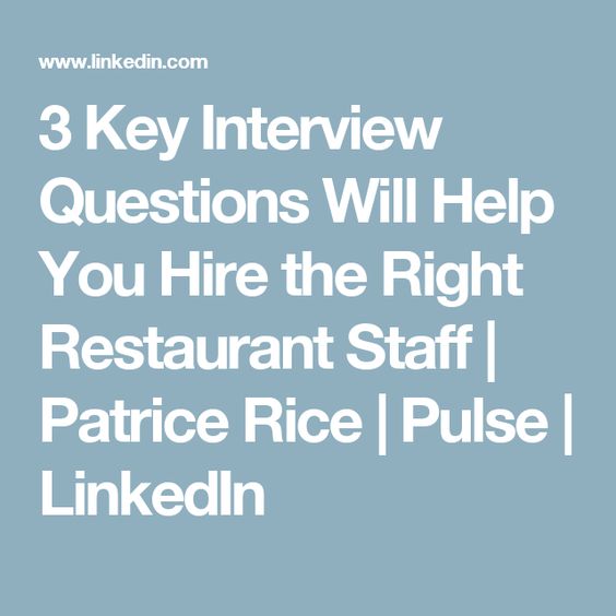 interview questions for restaurant