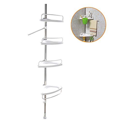 Waqia Oh Constant Tension Corner Shower Caddy Stainless Steel Pole Rustproof White Storage Corner Kitchen Storage Shelves Shower Shelves Corner Shower Caddy