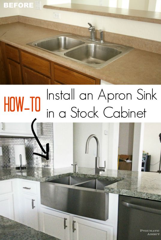 How To Install An A Sink In Stock Cabinet Kitchen Remodel Farmhouse Installation Diy Farmhouse Sink Installation, Can You Put A Farmhouse Sink In Regular Cabinet