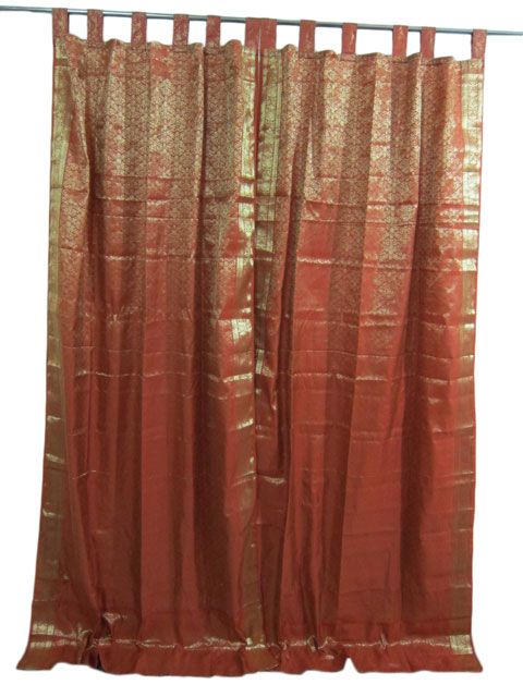 Brocade Curtains 2 Red Silk Sari Window Ds 64 00 D Panel Curtains 2 Red Silk Sari Window Ds, Rust Red Curtains