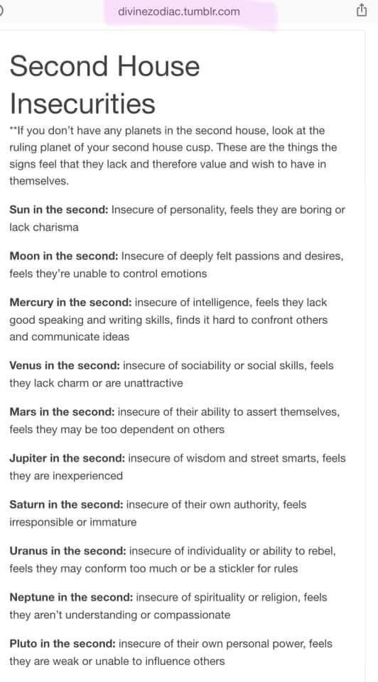 Second house astrology meaning
