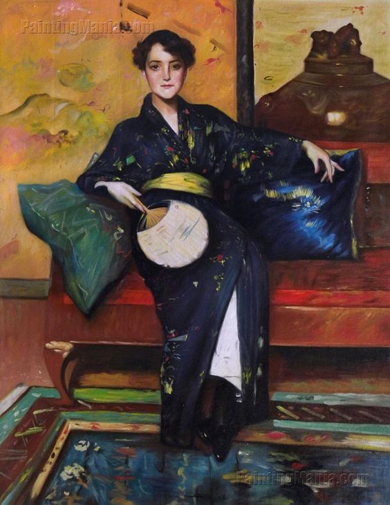 The Blue Kimono Girl in Blue Kimono A Comfortable by paintingmania