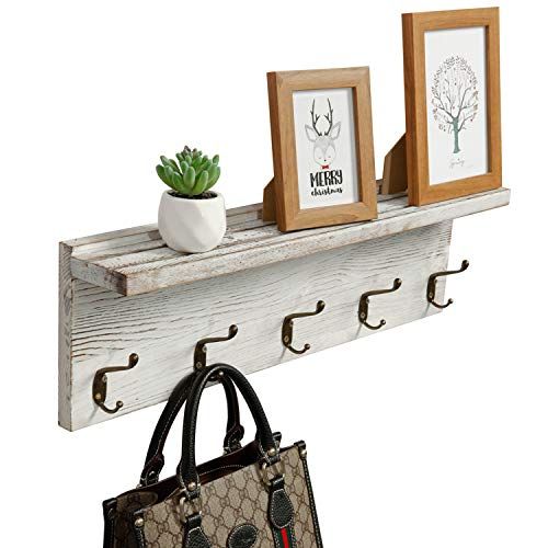 Oropy Rustic Entryway Coat Hooks With Storage Shelf Solid Wood Wall Mounted Clothes Rack 23 6 5 H Oropy Rustic Entryway Coat Hooks With, Rustic Wall Coat Rack With Storage