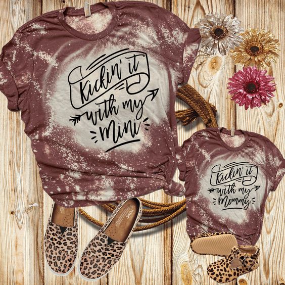 Excited to share the latest addition to my #etsy shop: Mommy and Me distressed Sublimation Shirts, Moma and Daughter set, Kicking with my Mini Mommy, Matching girl outfits, Leopard Tees