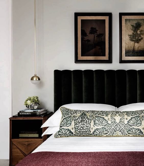 Velvet Headboard dreams and classic bedroom design style #interiordesign #interiorinspo