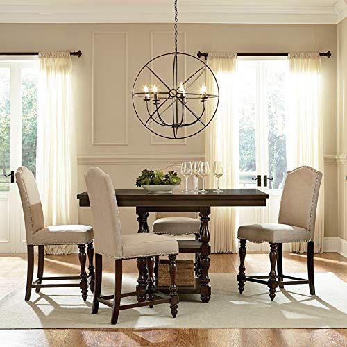 Furnituremaxx Jacob Brown Birch Veneers Wood Dining Set With Counter Height Table Counter Height Dining Table Set Counter Height Dining Table Dining Room Sets