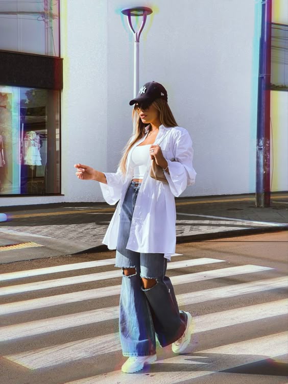 outfits with baggy jeans