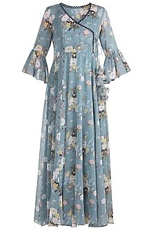 Featuring A Blue Flared Maxi Dress In Viscose Georgette Base With Guldasta Print Fashion Dress Party Maxi Dress Fashion Dresses