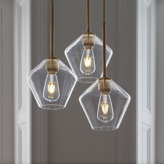Sculptural Glass Geo 3-Light Chandelier - Small