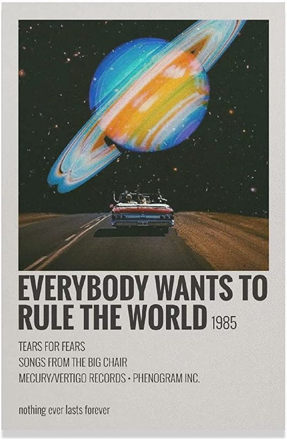 SKUN9DUFRB EVERYBOOY WANTS TO RULE THE WORLD 1985 Tears For Fears Canvas Poster Wall Art Decor Print Picture Paintings for Living Room Bedroom Decoration Unframe-style12x18inch(30x45cm)