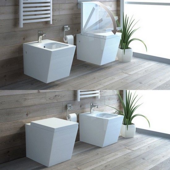 Sanitari Sospesi O A Terra Glass Squadrato Con Copriwc Soft Close