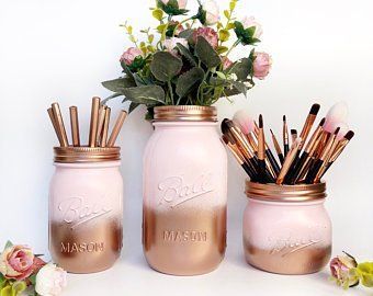 mason jars etsy de decoracion de tocador de maquillaje frasco de vidrio decorados decoracion de unas