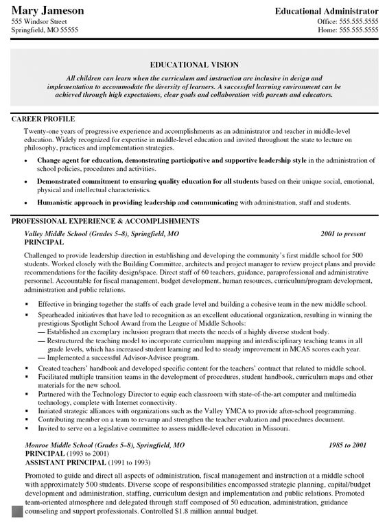 Assistant School Principal Resume or CV Sample aka Vice - school administrator resume Assistant School Principal Resume or CV Sample aka Vice - school administrator resume