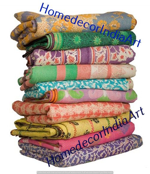 Handmade Vintage Kantha Quilt Sofa cover Kantha quilt Sari blanket Twin size throw Indian Quilt Home Decor