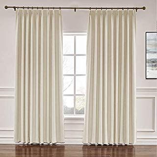 Macochico Pinch Pleated Faux Silk Curtains With Interlining For Travers Large Window Curtains Floor To Ceiling Curtains Window Curtains Living Room