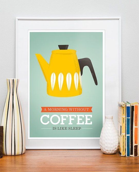 Life begins after coffee print coffee poster Kitchen wall art Retro print Chartreuse print Chartreuse kitchen green kitchen print