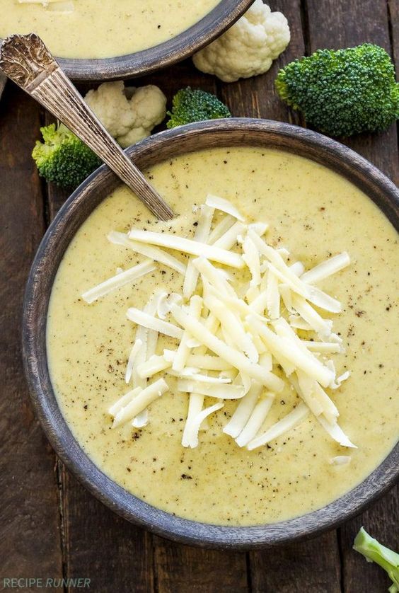 Slow Cooker Broccoli Cauliflower Cheese Soup