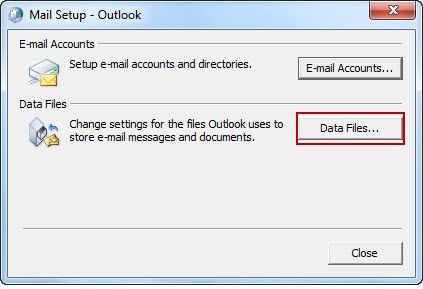 fix Error code 0X8004010F In Outlook-click on Data Files