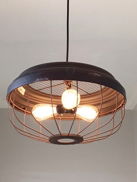 Glossy Copper Hanging Light Tarbes 3 Bulb Copper Hanging