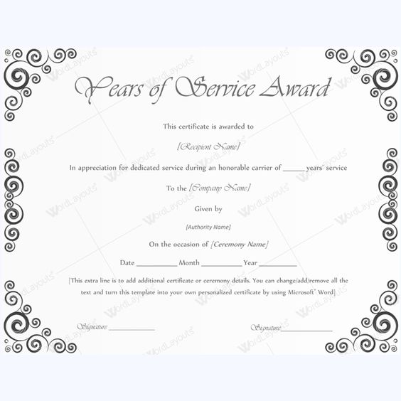 service award template