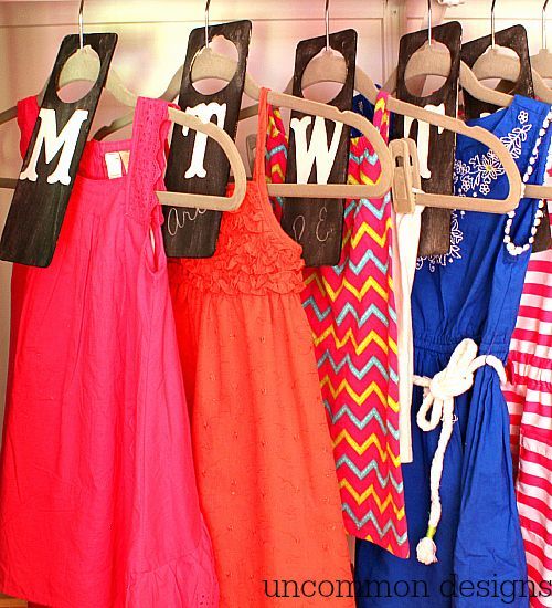 Days of the Week Closet Organizers. Ease school morning stress with these functional and adorable chalkboard clothing dividers. www.uncommondesignsonline.com