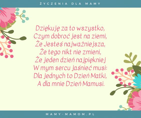 Życzenia dla Mamy - wierszyki na Dzień Mamy - Mamy-mamom.pl