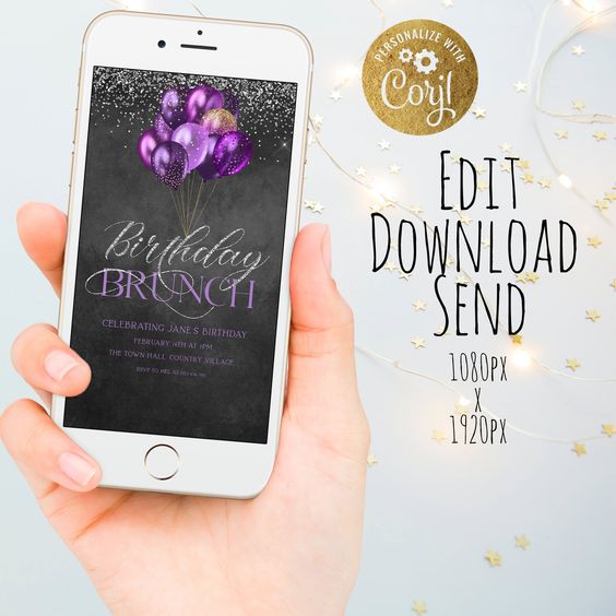 Electronic Brunch Invites Brunch Party Evites Brunch Invitation Brunch Birthday Invites SMS Evite Brunch Evite Brunch Evite
