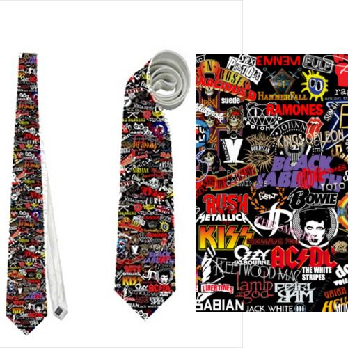 Necktie Rock Heavy Punk Metal Bands Kiss Ac Dc Ozzy Ramones Guns