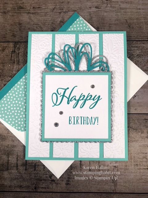 embossed stamped Birthday card Make A Wish handmade
