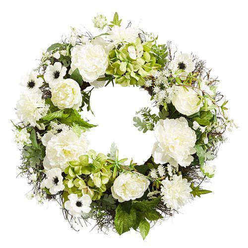 HEBE 16 Artificial Hydrangea Flower Door Wreath for Front Door Spring Summer Wreath Farmhouse Welcome Door Wreath Hanging Wall Window Decor