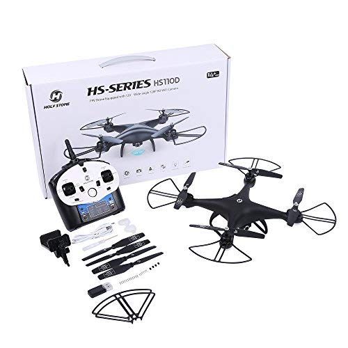 Holy Stone HS110D FPV RC Drone with 720P HD Camera Live Video 120/° Wide-Angle WiFi Quadcopter with Altitude Hold Headless Mode 3D Flips RTF with Modular Battery Color Black