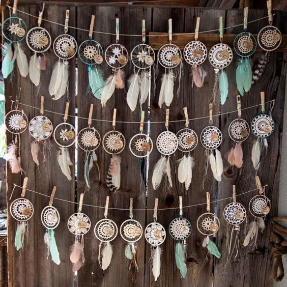 These custom boho dreamcatchers are perfect for gifts, house decor or your bohemian inspired wedding. They are available in a variety of crochet