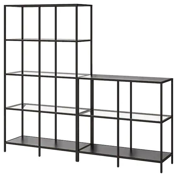 vittsjo opbergcombinatie zwartbruin glas 200x36x175 cm koop online of in de winkel ikea stellingkast ikea spaanplaat
